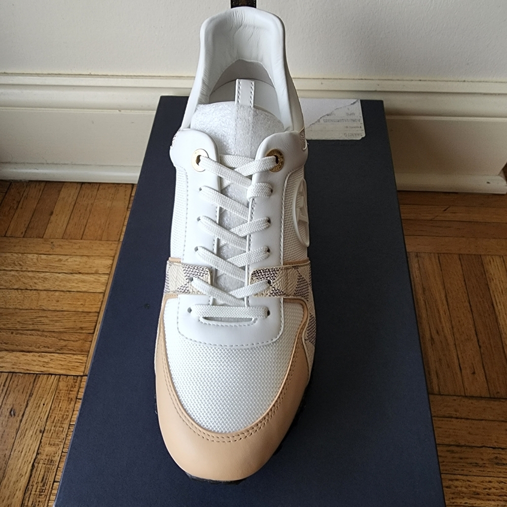 Brand New With Box Louis Vuitton White and Beige Run Away Women's Sneakers - Picture 3 of 4